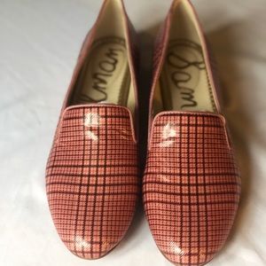 Sam Edelman Glossy Plaid (Mauve and Black) Loafers